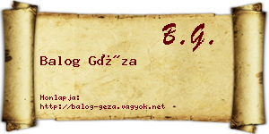 Balog Géza névjegykártya