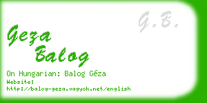 geza balog business card